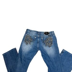 Miss Me Blue Embroidered Boot Cut Jeans